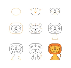 Step-by-Step Lion Clipart: Adorable Drawing Tutorial from Basic Shapes to Colorful Character