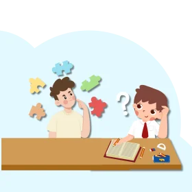 Student Learning Adventure: Puzzle Solving Clipart with Colorful Knowledge Pieces
