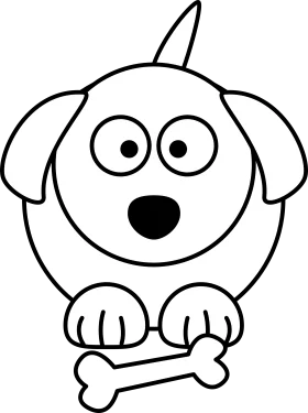 Whimsical Black and White Cartoon Dog Clipart with Playful Expression
