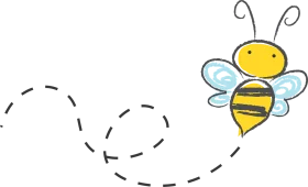 Whimsical Bumble Bee Flying with Dotted Path Cartoon Clipart Illustration