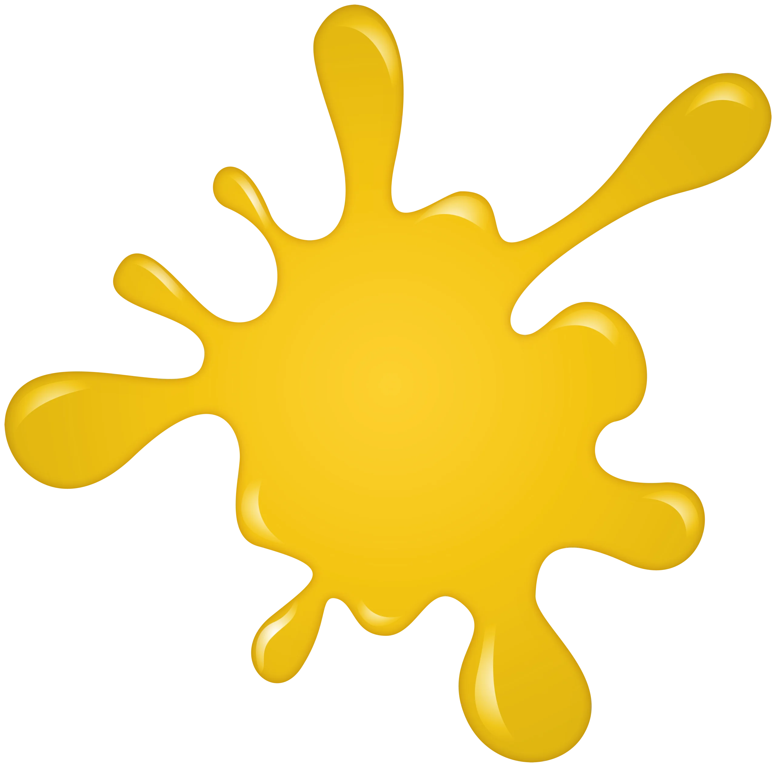 Yellow Sunburst Splash Clipart: Liquid Dynamic Burst of Bright Sunshine
