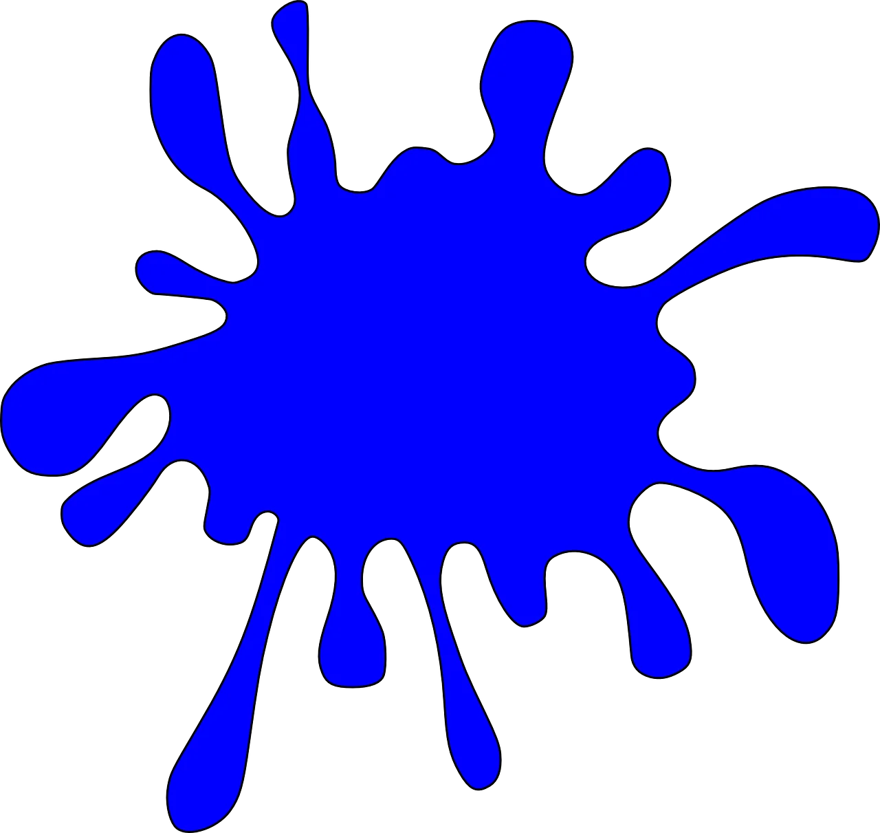 Dramatic Blue Paint Splash Clipart - Dynamic Liquid Burst Graphic Design Element