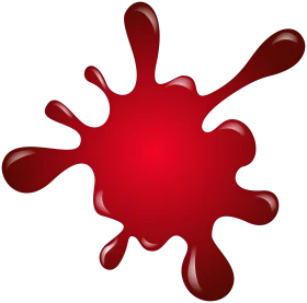 Dynamic Red Blood-Like Splash Clipart Graphic with Bold Irregular Edges