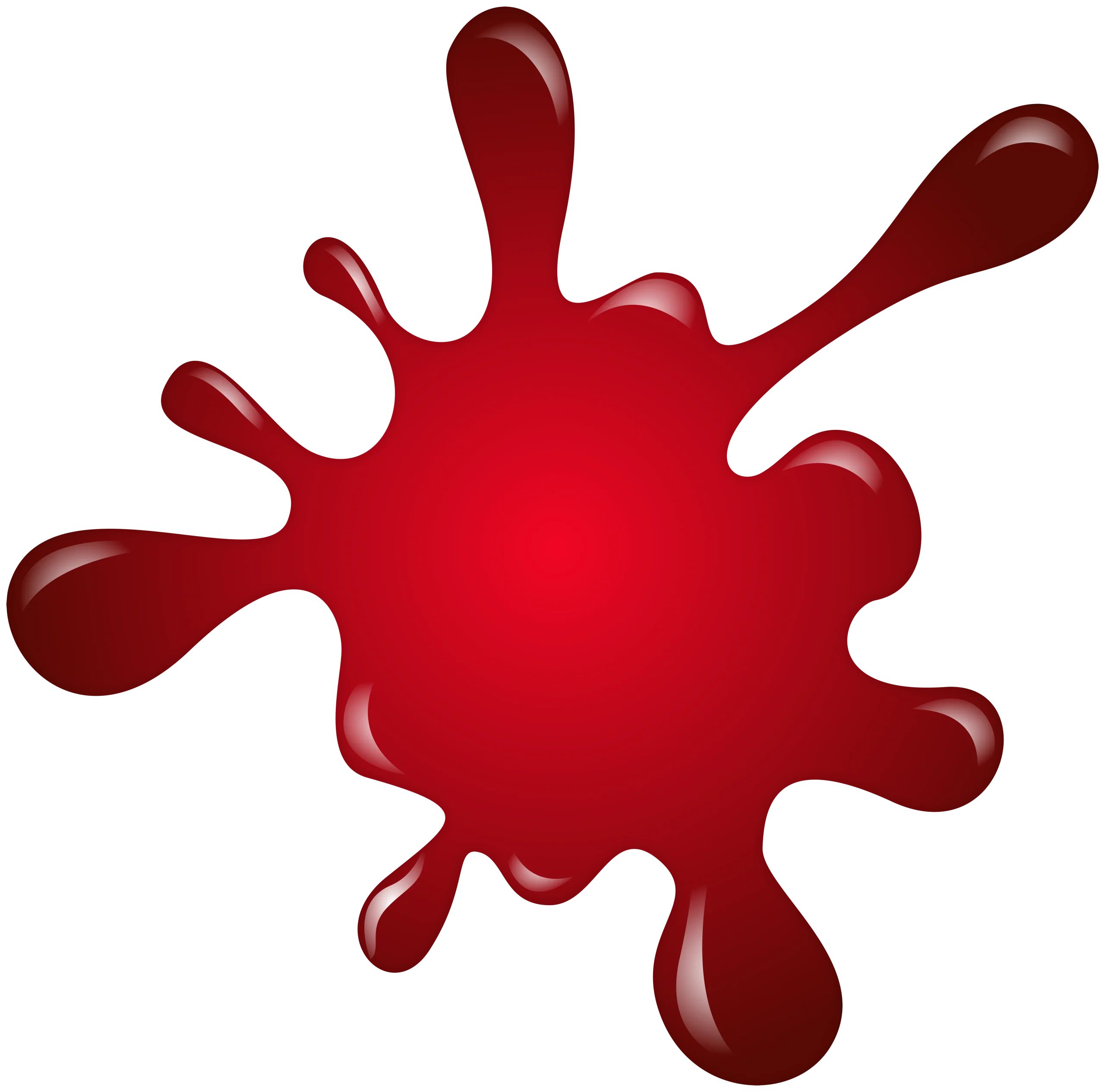 Dynamic Red Blood-Like Splash Clipart Graphic with Bold Irregular Edges