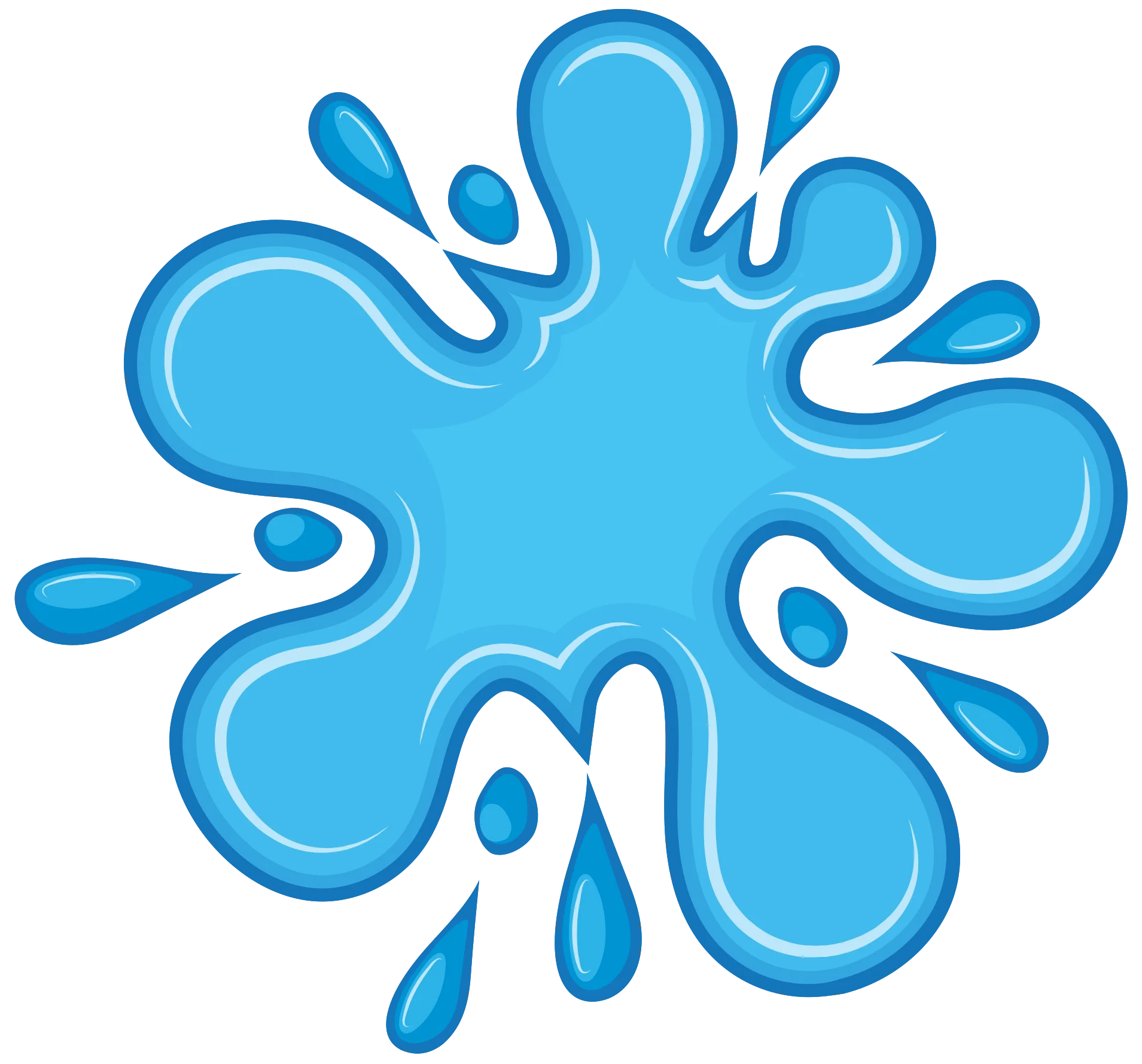 Azure Blue Water Splash Clipart Illustration with Dynamic Liquid Droplets
