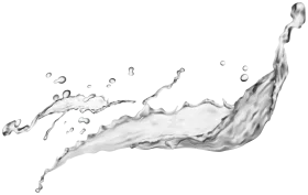 Dynamic Water Splash Clipart with Fluid Motion and Scattered Droplets