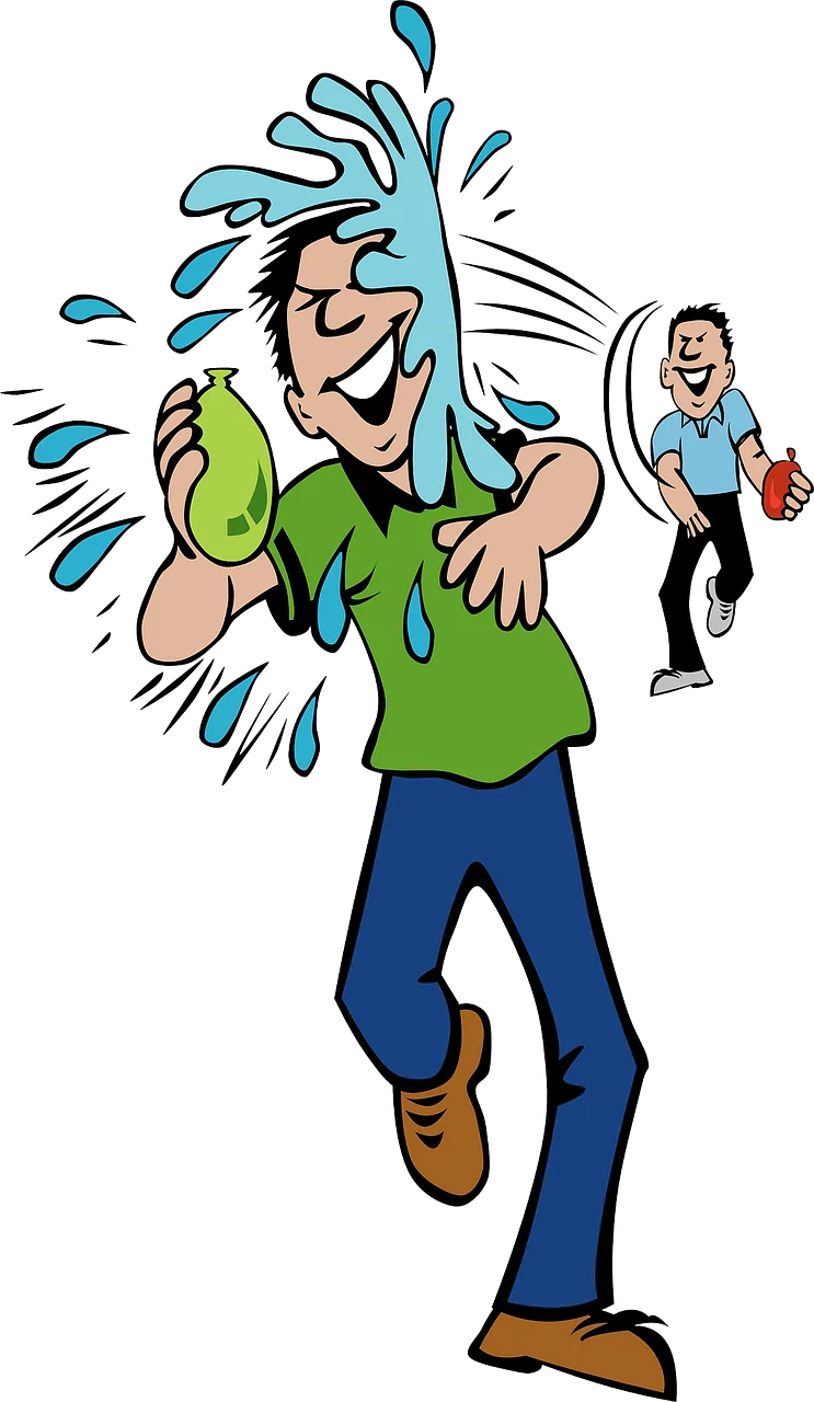 Comical Water Splash Clipart: A Hilarious Waterlogged Character's Misadventure