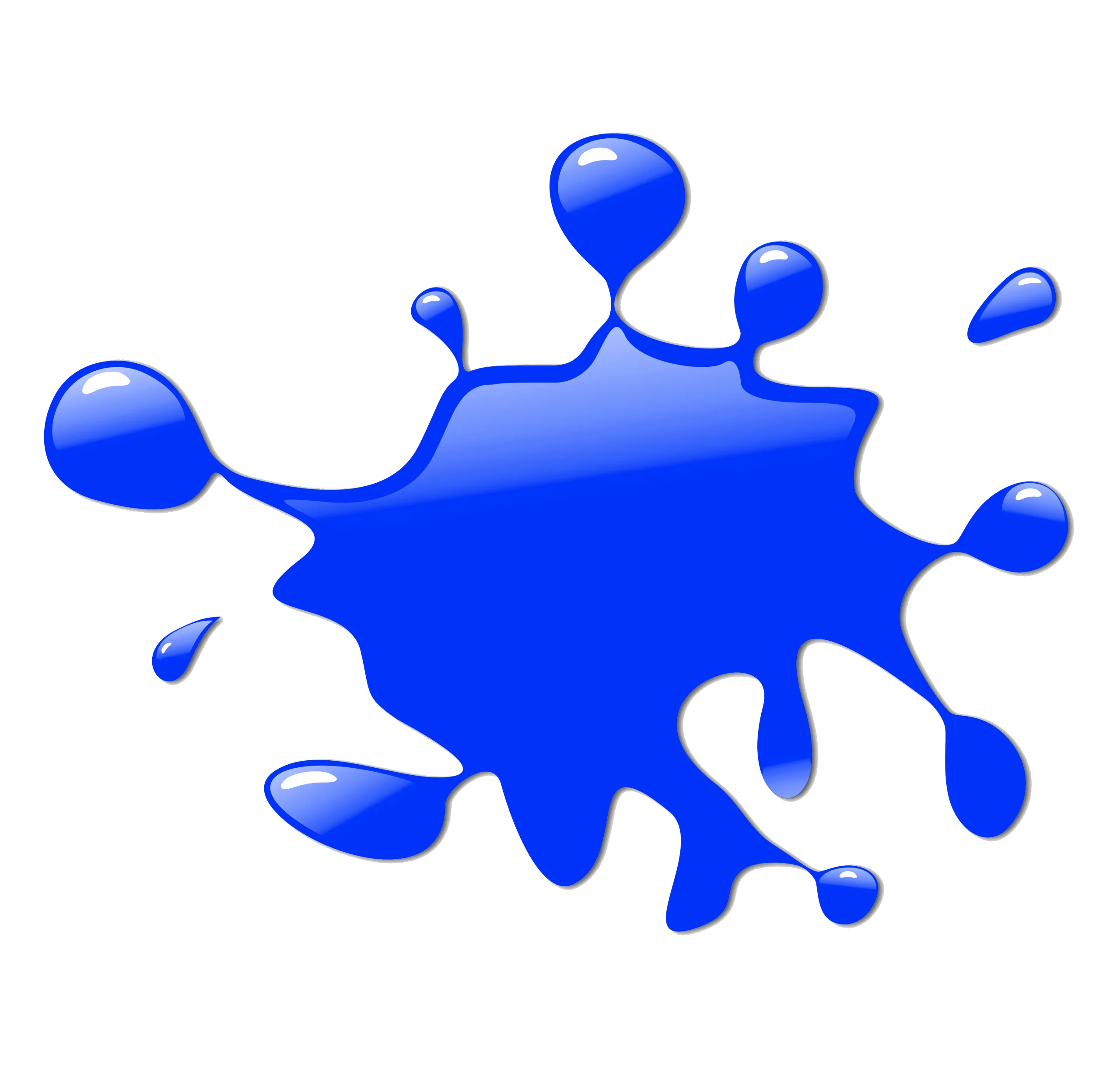 Dynamic Blue Liquid Splash Clipart Design with Energetic Irregular Droplets