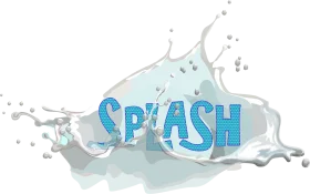 Dynamic Water Splash Clipart Design with Fluid Typography in Cool Blue Tones