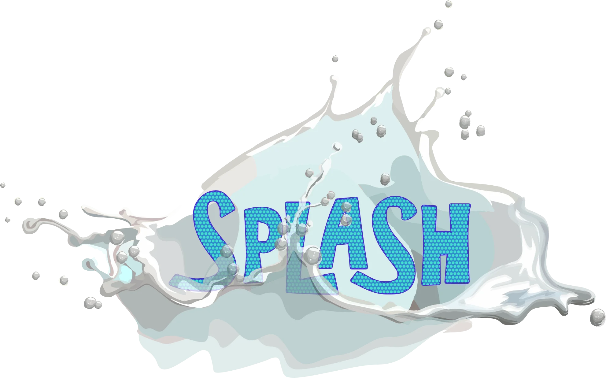 Dynamic Water Splash Clipart Design with Fluid Typography in Cool Blue Tones