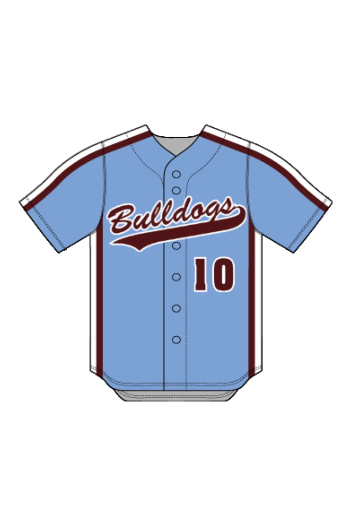 Baseball Bulldogs Team Jersey Number 10 Sporty Clipart Design