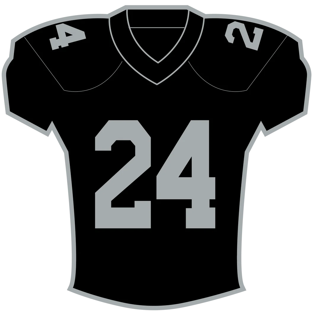 Black and Silver Football Jersey Clipart with Number 24 Design