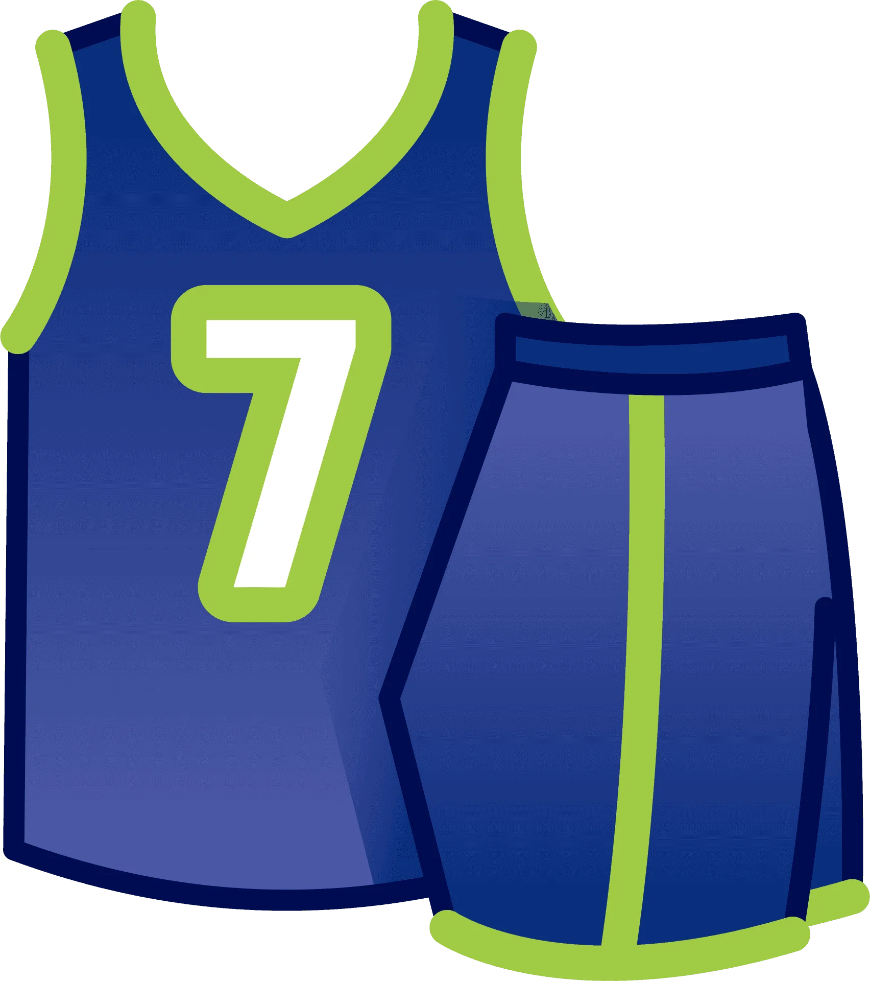 Blue and Green Sports Jersey Clipart Number 7 Basketball or Soccer Uniform