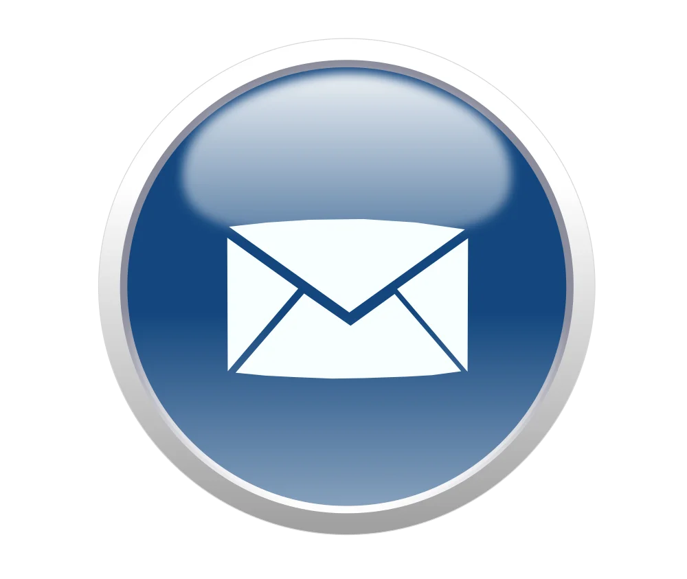 Blue Circular Email Message Icon Glossy Envelope Clipart Symbol