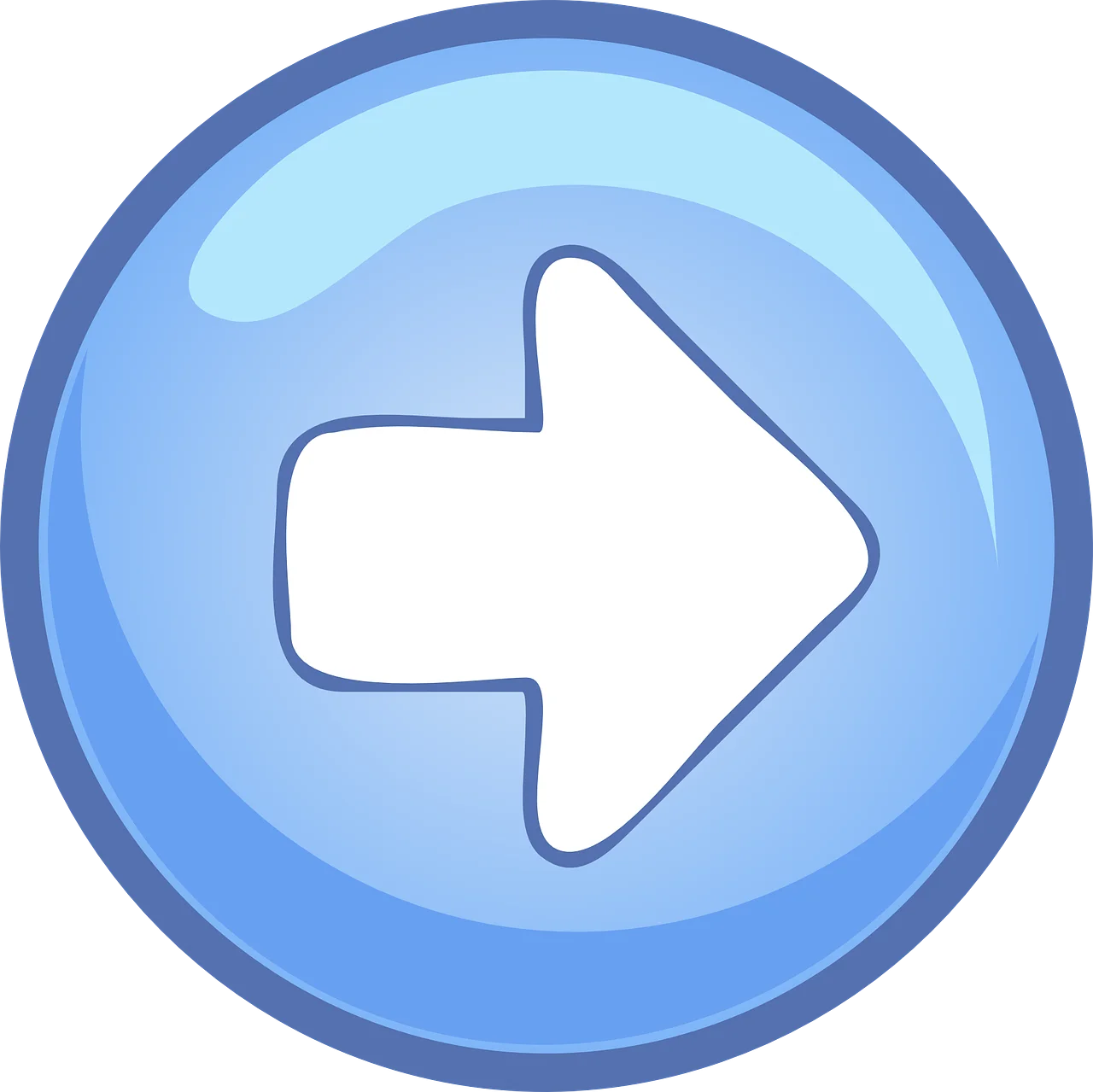 Blue Rounded Next Button Clipart Icon with Smooth Gradient Design