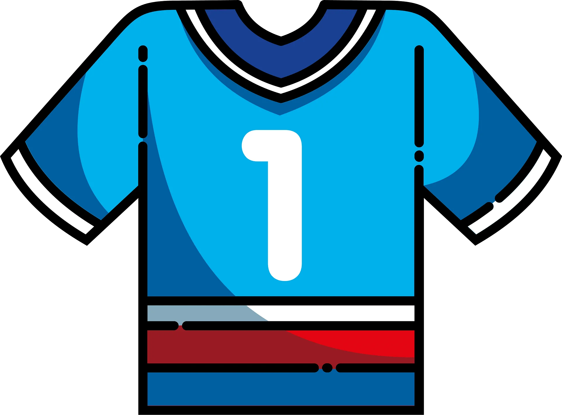 Blue Sports Jersey Number One Clipart Design with Stylish Stripes