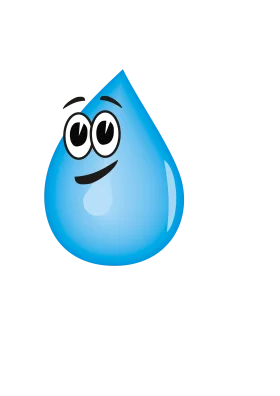 Cheerful Blue Water Droplet Clipart with Expressive Cartoon Eyes and Smile