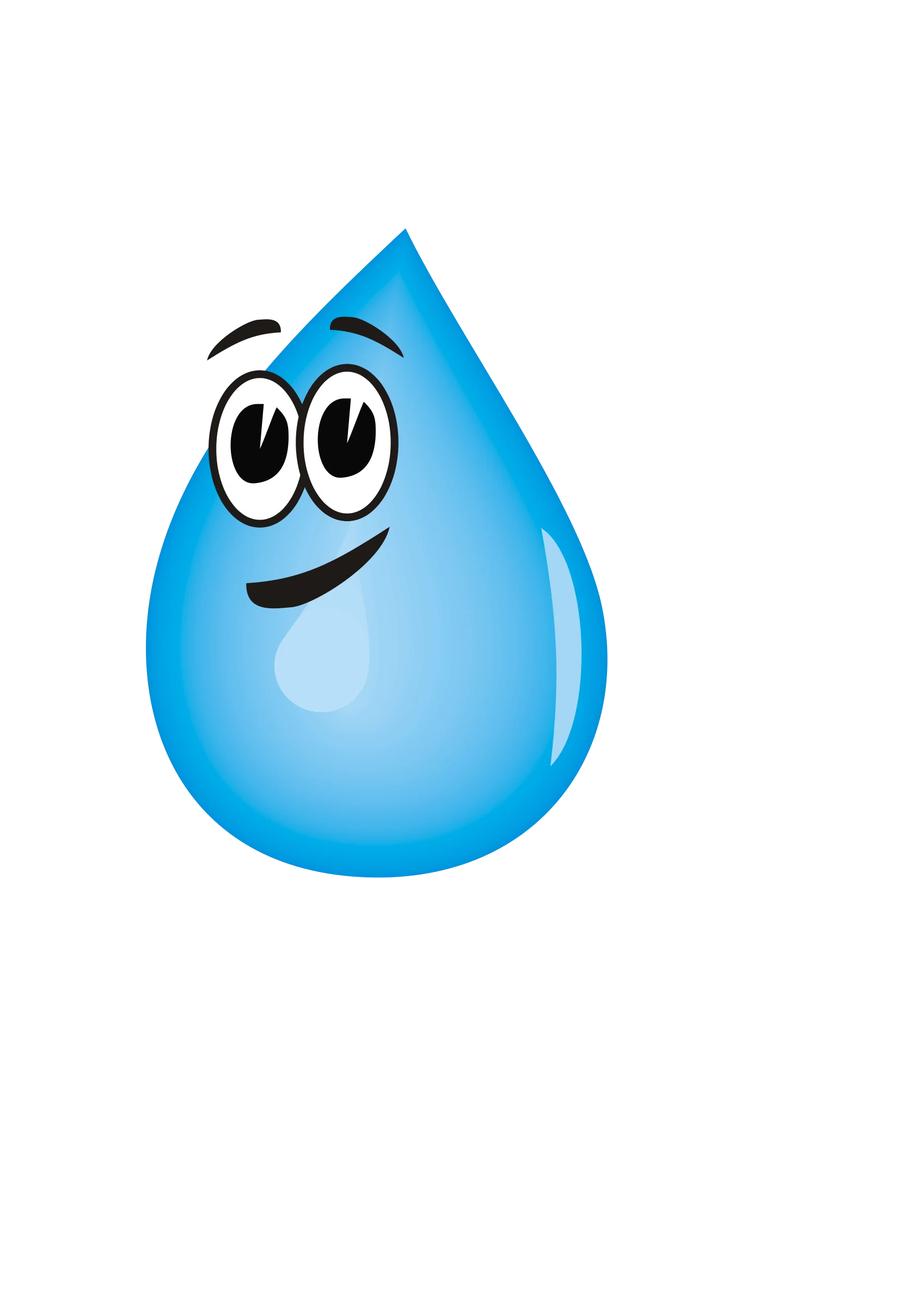 Cheerful Blue Water Droplet Clipart with Expressive Cartoon Eyes and Smile
