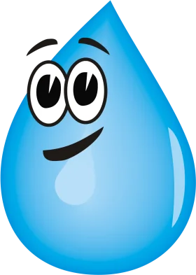 Cheerful Blue Water Droplet Clipart with Expressive Cartoon Eyes