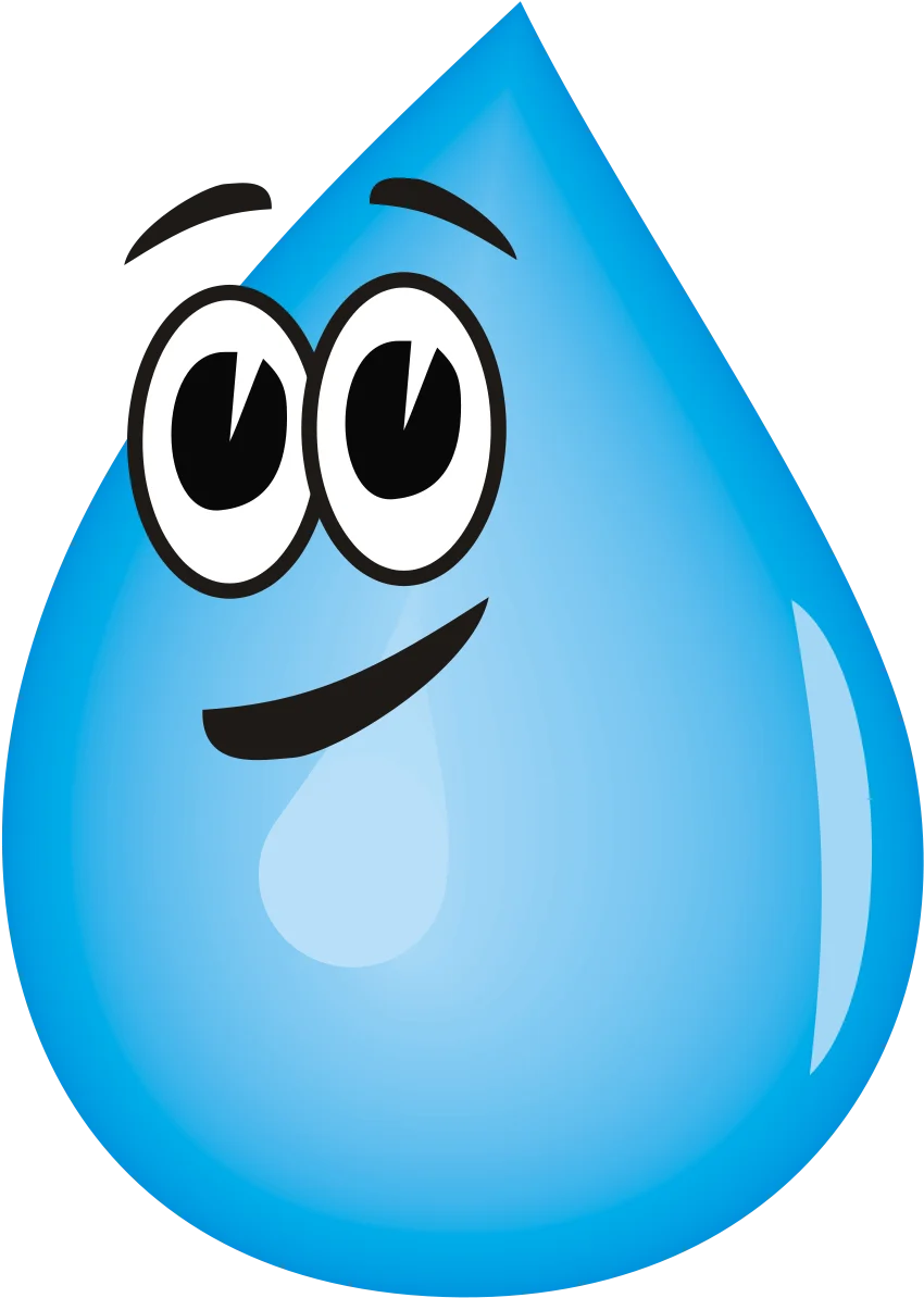 Cheerful Blue Water Droplet Clipart with Expressive Cartoon Eyes