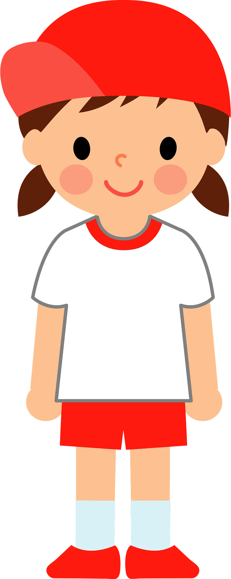 Cheerful Young Athlete in Red and White Sports Clipart Illustration