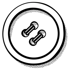 Classic Black and White Two-Hole Sewing Button Minimalist Clipart Design