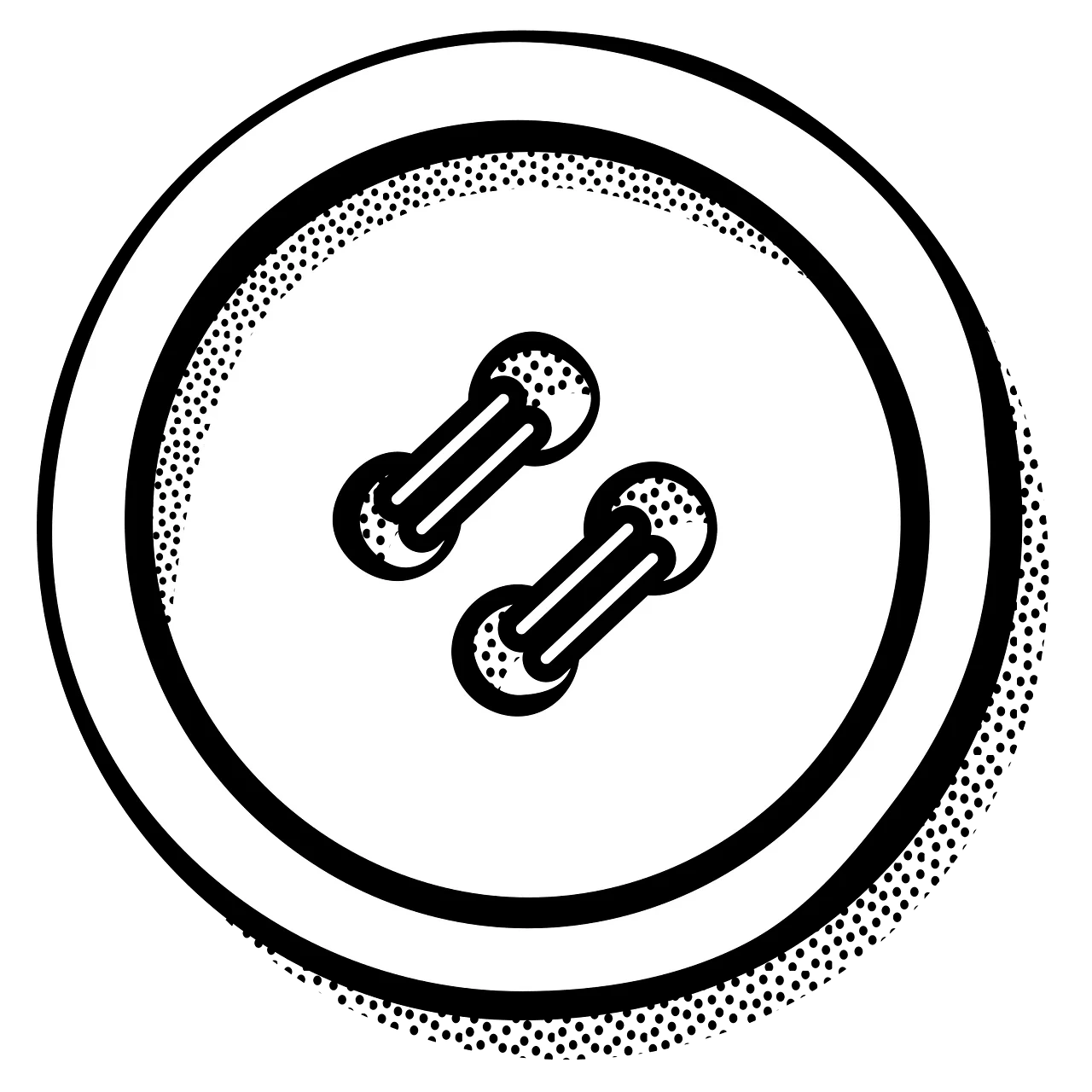 Classic Black and White Two-Hole Sewing Button Minimalist Clipart Design