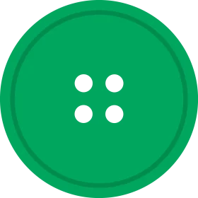 Classic Green Four-Hole Sewing Button Clipart Design with Symmetrical Dots