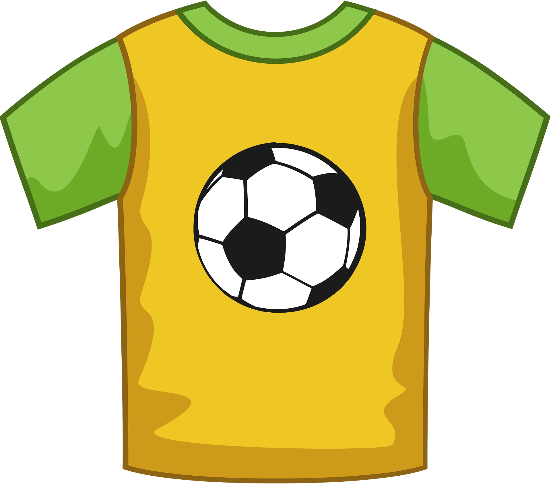 Classic Soccer Ball Design on Yellow and Green Sports Jersey Clipart Illustration