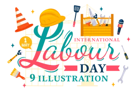 Colorful Labor Day Clipart Celebrating International Workers' Celebration