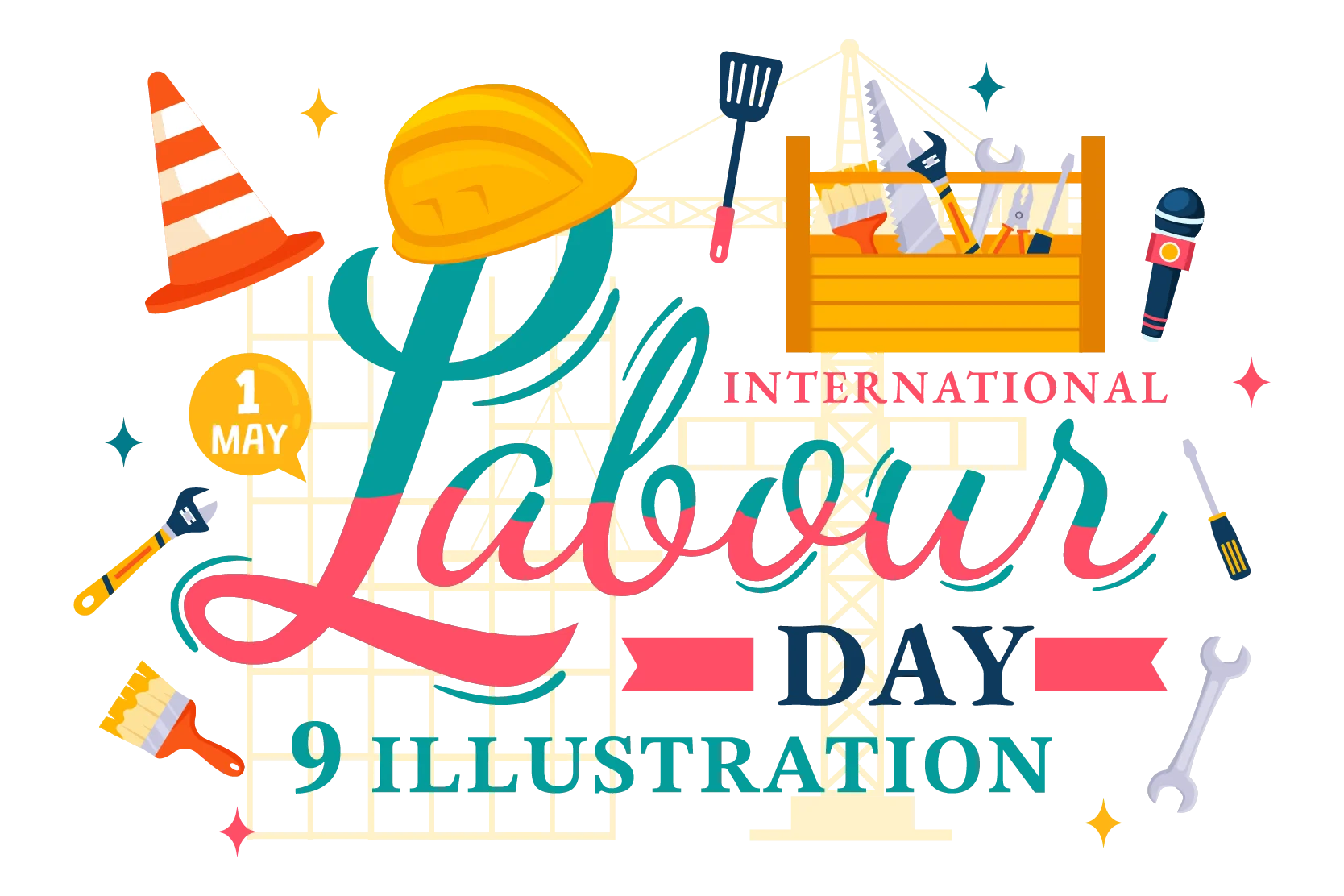 Colorful Labor Day Clipart Celebrating International Workers' Celebration