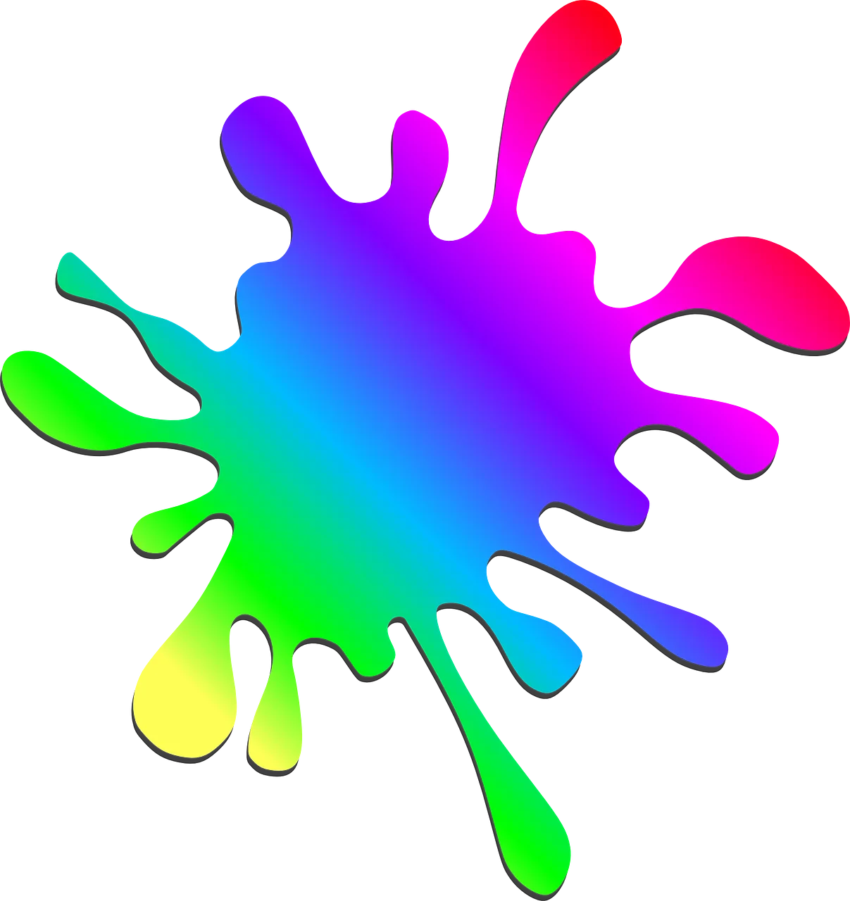 Colorful Paint Splash Clipart: Bursting Rainbow Liquid Art Design Element