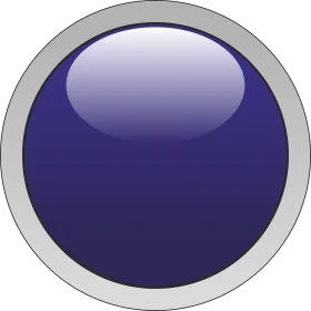 Deep Navy Blue Glossy Circular Button Clipart Design with Metallic Rim