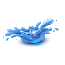 Dynamic Blue Water Splash Clipart with Fluid Liquid Motion and Artistic Droplets