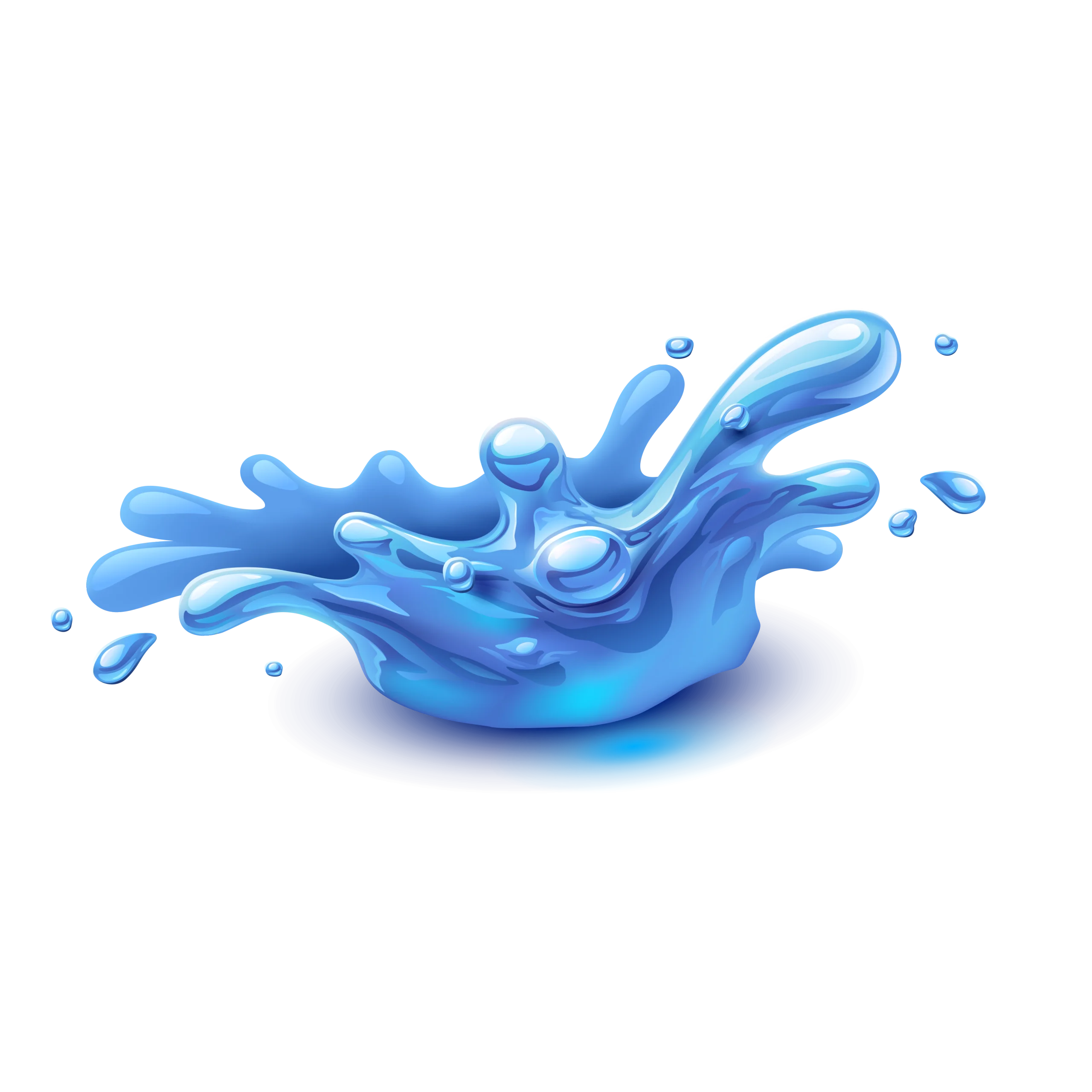 Dynamic Blue Water Splash Clipart with Fluid Liquid Motion and Artistic Droplets