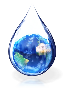 Eco-Friendly Blue Planet Earth Suspended in Crystal Clear Water Droplet Clipart