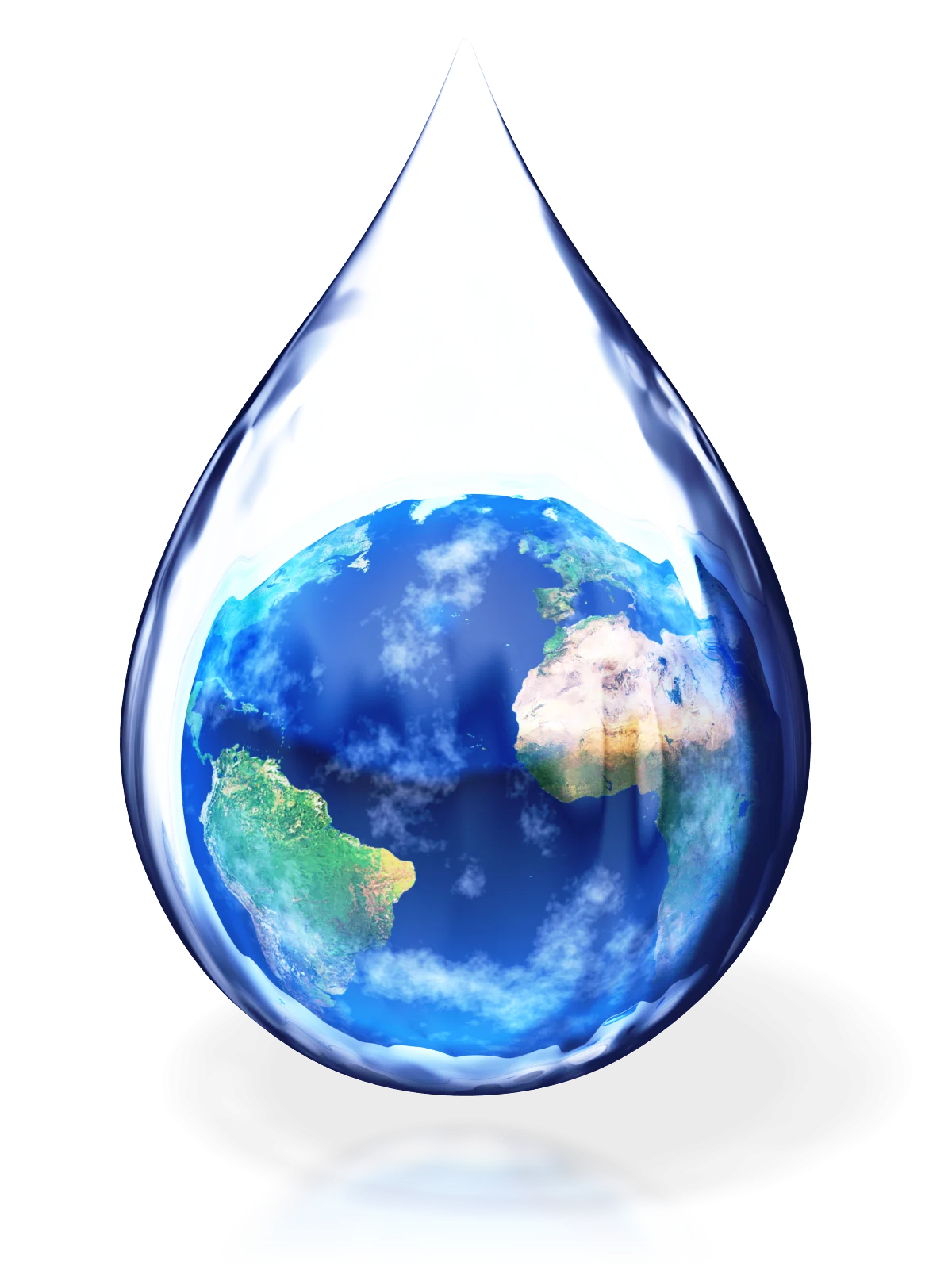 Eco-Friendly Blue Planet Earth Suspended in Crystal Clear Water Droplet Clipart
