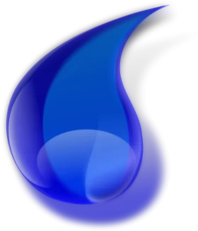Elegant Azure Water Droplet Clipart with Translucent Inner Reflection and Smooth Curves