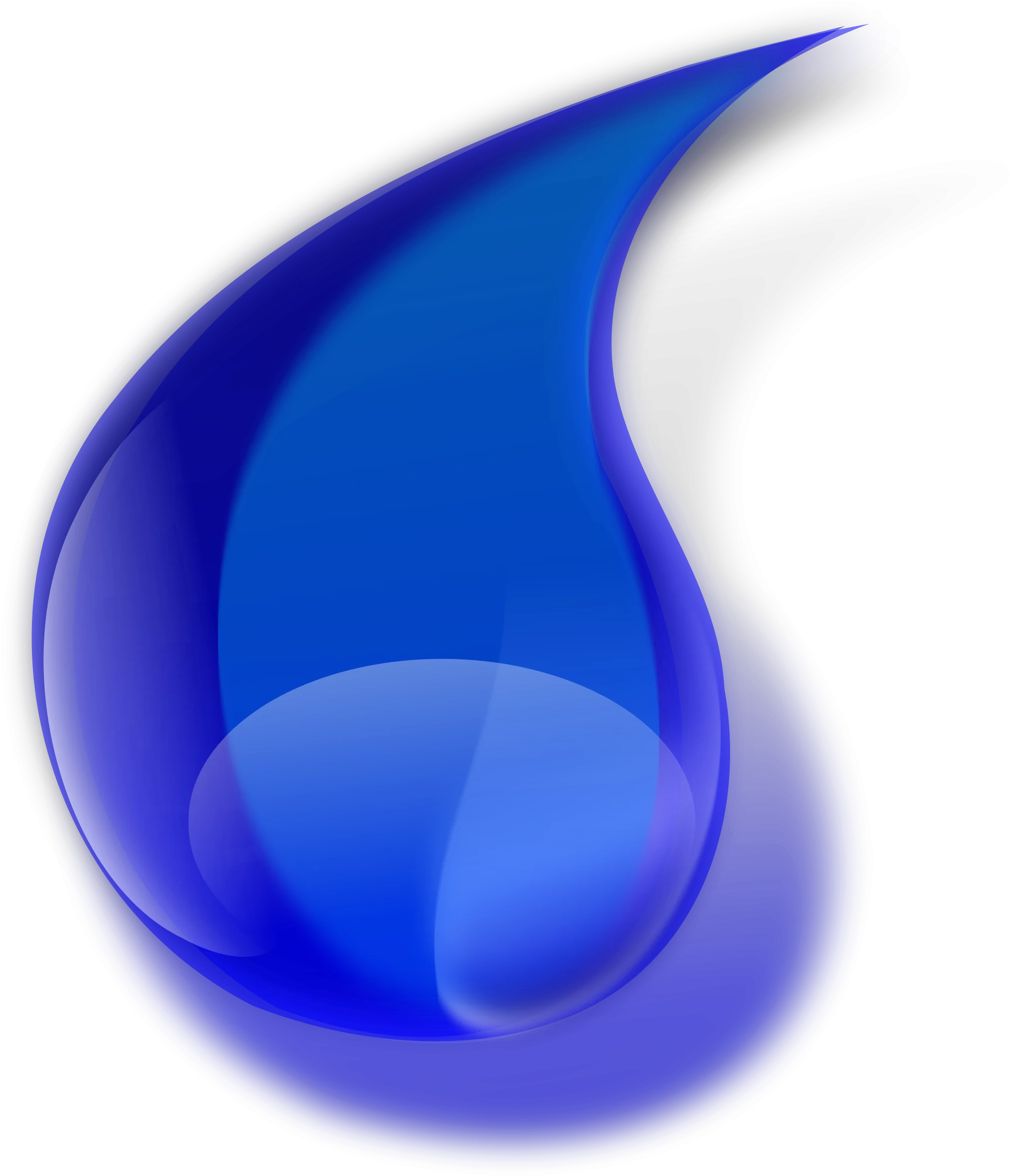 Elegant Azure Water Droplet Clipart with Translucent Inner Reflection and Smooth Curves