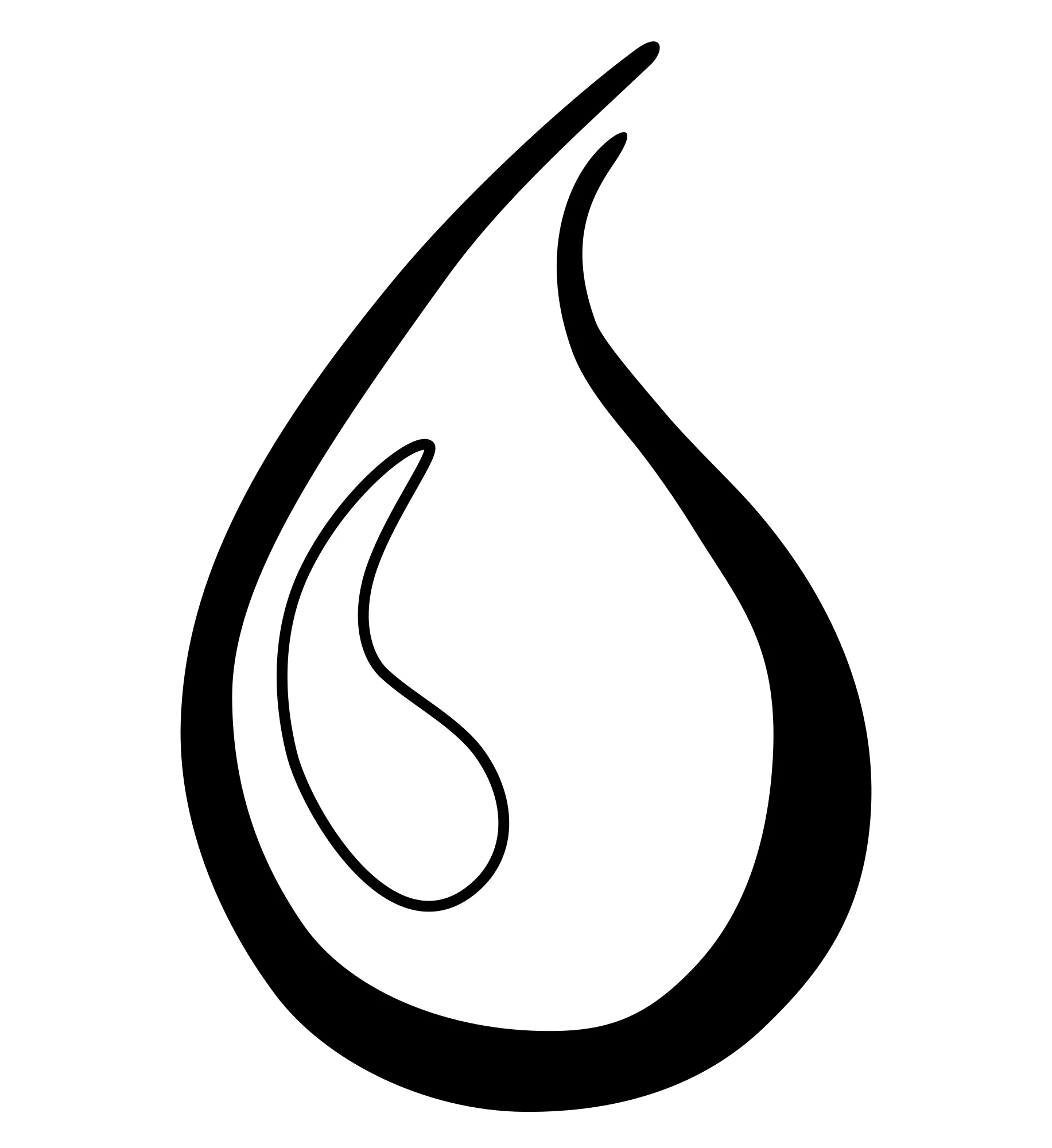 Elegant Monochrome Water Droplet Clipart: Minimalist Design with Fluid Curves