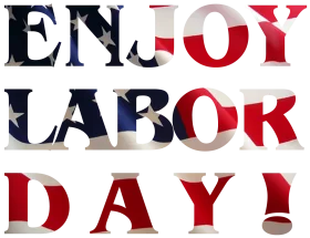 Enjoy Labor Day Holiday Typography Clipart Design with Patriotic Colors