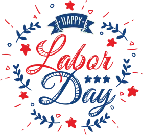 Festive Labor Day Celebration Clipart with Patriotic Red and Blue Design