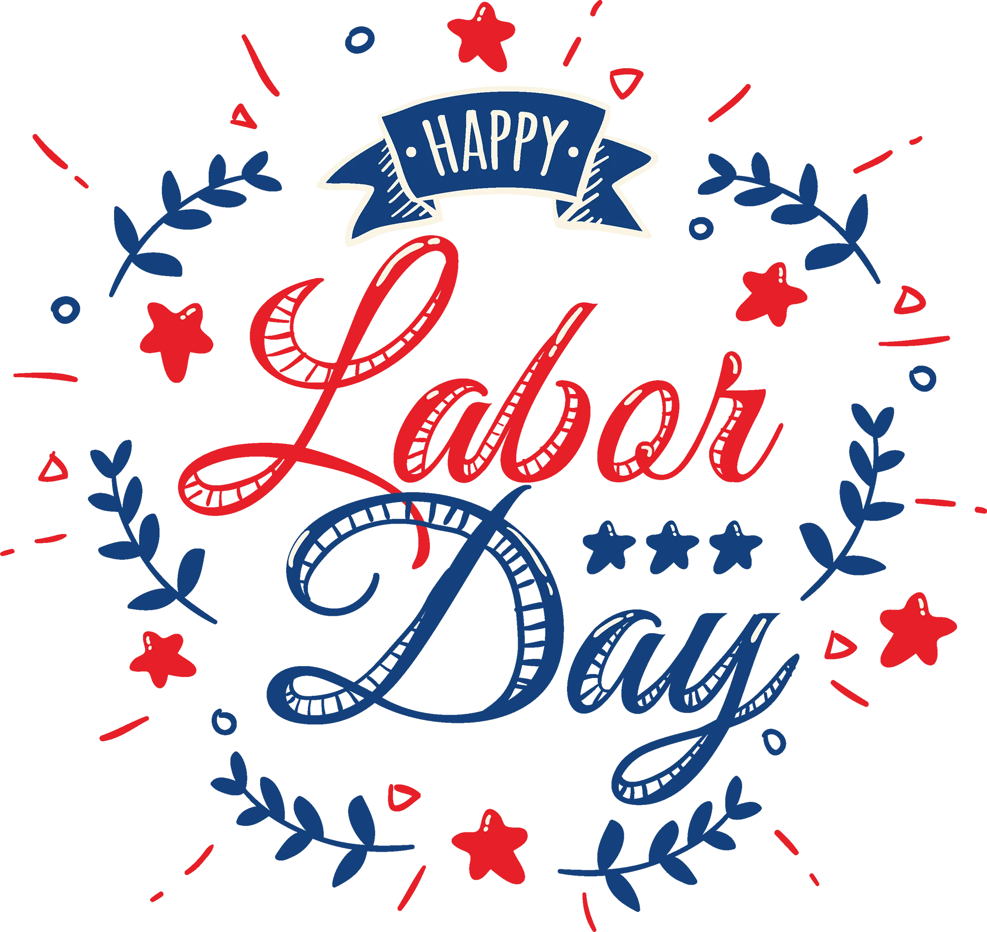 Festive Labor Day Celebration Clipart with Patriotic Red and Blue Design