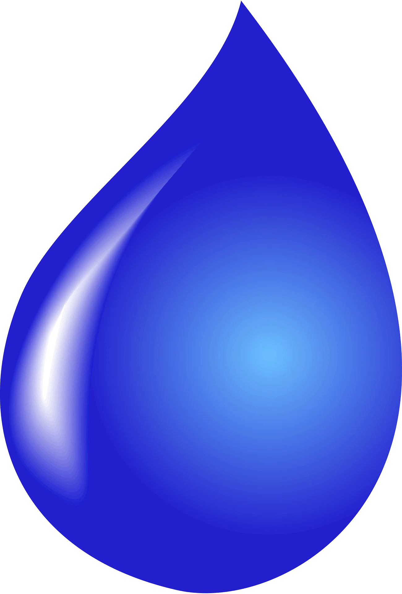 Glossy Azure Water Droplet Clipart: Shimmering Liquid Symbol of Purity