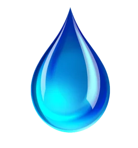 Glossy Azure Water Droplet Clipart: Translucent Liquid Essence Illustration