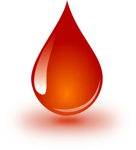Glossy Crimson and Orange Blood Drop Clipart Illustration