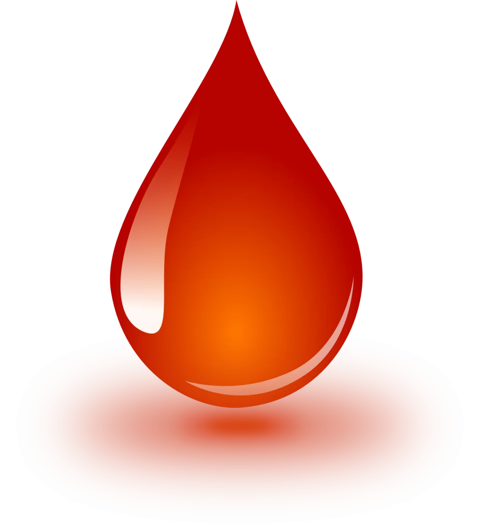 Glossy Crimson and Orange Blood Drop Clipart Illustration