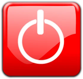 Glossy Red Power Symbol Clipart Icon with Smooth Rounded Design