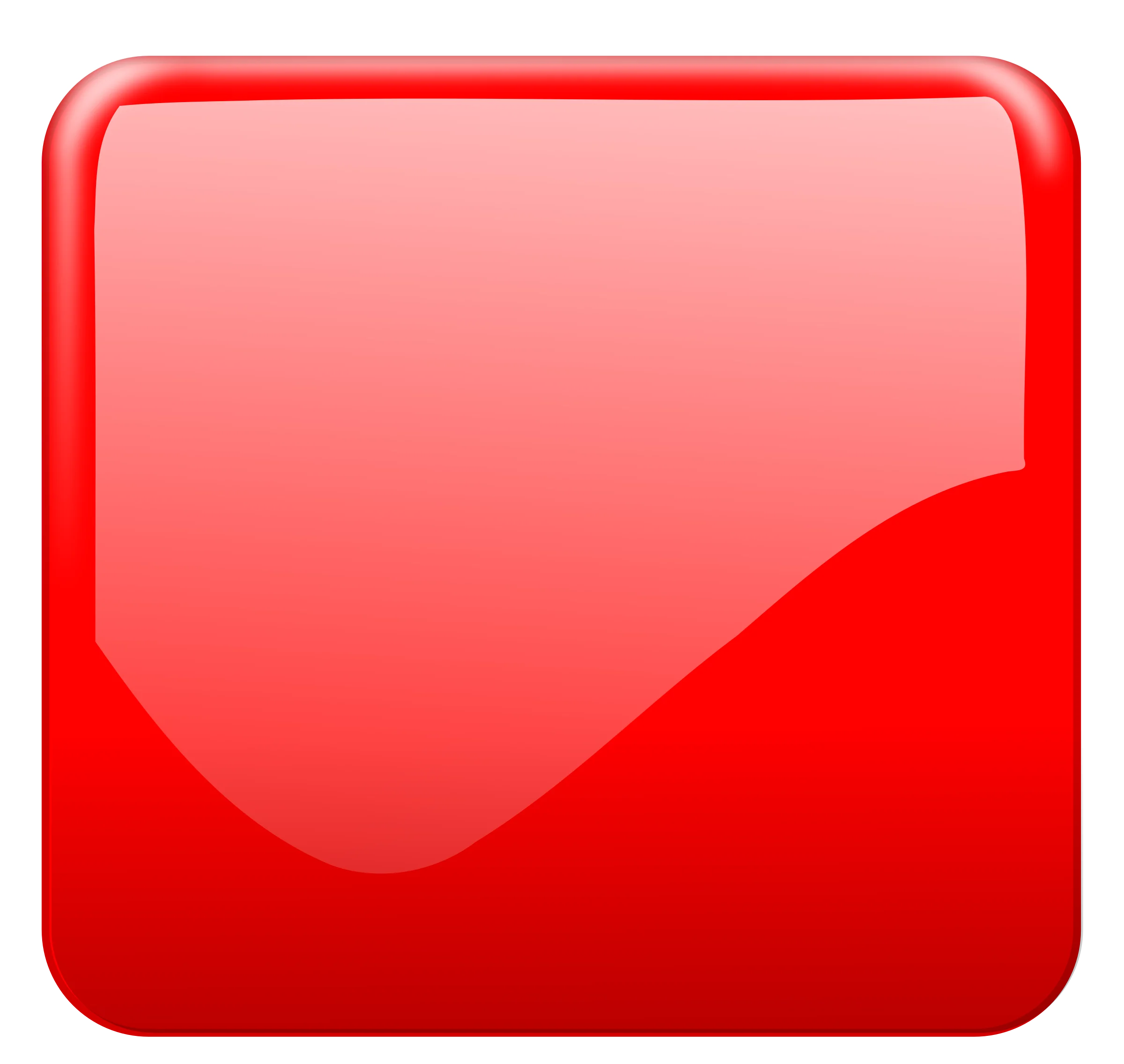 Glossy Red Square Button Clipart with Smooth Curved Highlight Design