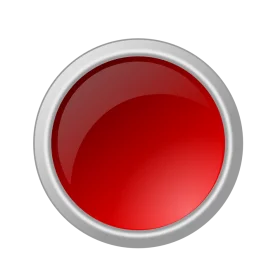 Glossy Round Red Button Clipart Design with Metallic Silver Border